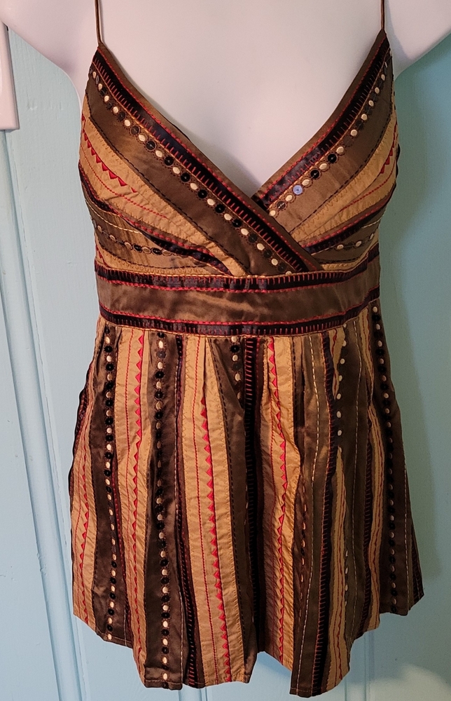 Muse silk & embroidered Spaghetti strap top
